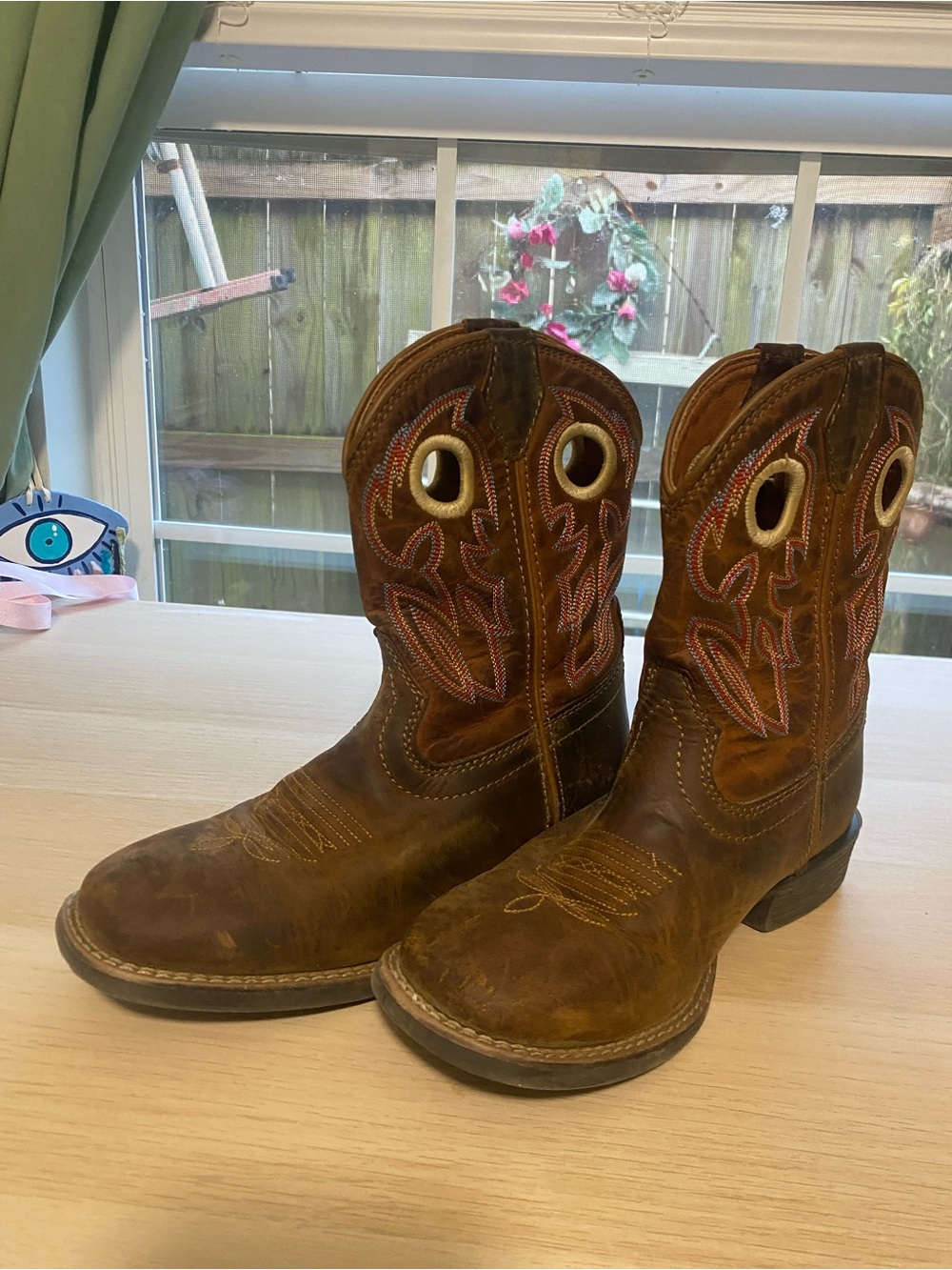 Kids Size 3 Justin Boots Brown Leather Western Boot